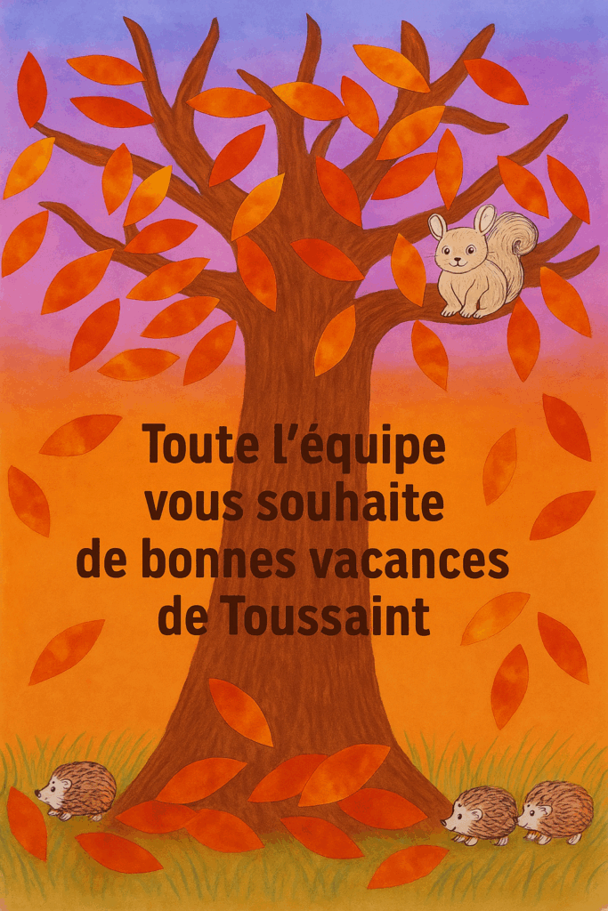 L'ensemble de l'équipe éducative vous souhaite de bonnes vacances de la Toussaint.